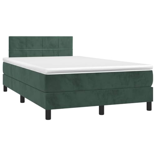 Qnhdfrt Boxspringbett mit Matratze und LED in Dunkelgrün 120x190 cm Samt Kopfteil höhenverstellbar Taschenfederkern für erholsamen Schlaf Qnhdfrt Boxspringbett mit Matratze und LED in Dunkelgrün 120x190 cm Samt Kopfteil höhenverstellbar Taschenfederkern für erholsamen Schlaf von Qnhdfrt