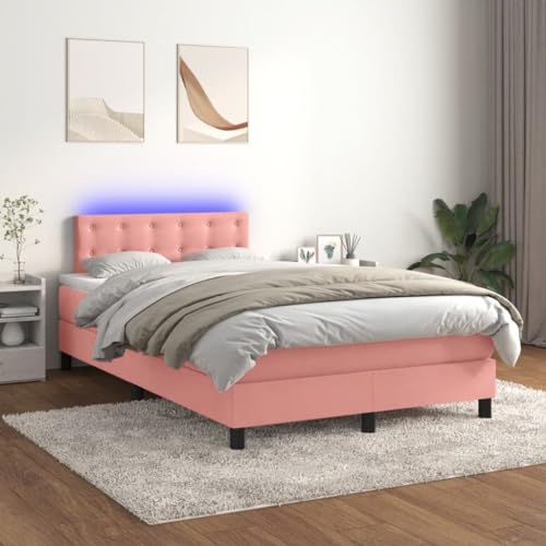 Qnhdfrt Boxspringbett mit Matratze und LED in Rosa 120x200 cm Samtbezug Höhenverstellbares Kopfteil Taschenfederkernmatratze und Farbwechsel LED Bequem für Schlafzimmer Gästebett und Jugendzimmer Qnhdfrt Boxspringbett mit Matratze und LED in Rosa 120x200 cm Samtbezug Höhenverstellbares Kopfteil Taschenfederkernmatratze und Farbwechsel LED Bequem für Schlafzimmer Gästebett und Jugendzimmer von Qnhdfrt