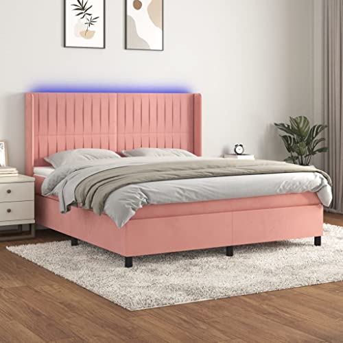 Qnhdfrt Boxspringbett mit Matratze und LED in Rosa 180x200 cm Samt Kopfteil höhenverstellbar Taschenfederkernmatratze für erholsamen Schlaf Qnhdfrt Boxspringbett mit Matratze und LED in Rosa 180x200 cm Samt Kopfteil höhenverstellbar Taschenfederkernmatratze für erholsamen Schlaf von Qnhdfrt