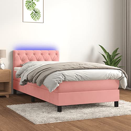 Qnhdfrt Boxspringbett mit Matratze und LED in Rosa 80x200 cm Samtstoff Bezug Höhenverstellbares Kopfteil und Taschenfederkernmatratze für Schlafzimmer Gästebett und Jugendzimmer Qnhdfrt Boxspringbett mit Matratze und LED in Rosa 80x200 cm Samtstoff Bezug Höhenverstellbares Kopfteil und Taschenfederkernmatratze für Schlafzimmer Gästebett und Jugendzimmer von Qnhdfrt