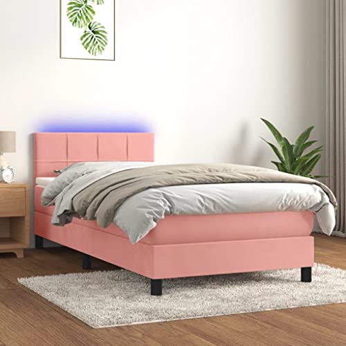 Qnhdfrt Boxspringbett mit Matratze und LED in Rosa 90x190 cm Samtbezug Höhenverstellbares Kopfteil Taschenfederkernmatratze für erholsamen Schlaf Qnhdfrt Boxspringbett mit Matratze und LED in Rosa 90x190 cm Samtbezug Höhenverstellbares Kopfteil Taschenfederkernmatratze für erholsamen Schlaf von Qnhdfrt
