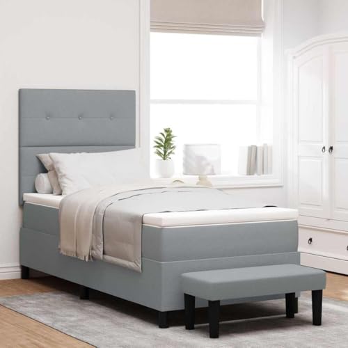 Qnhdfrt Boxspringbett mit Matratze und Topper 100x200 cm Grau Modernes Design mit 5 Füßen Robuste Konstruktion aus Naturholz für optimalen Schlafkomfort Qnhdfrt Boxspringbett mit Matratze und Topper 100x200 cm Grau Modernes Design mit 5 Füßen Robuste Konstruktion aus Naturholz für optimalen Schlafkomfort von Qnhdfrt