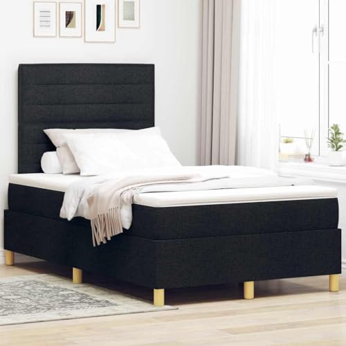 Qnhdfrt Boxspringbett mit Matratze und Topper 120x190 cm Modernes Design Schwarz Stoff Bettgestell mit LED Beleuchtung und Holzbeinen für Schlafzimmer Qnhdfrt Boxspringbett mit Matratze und Topper 120x190 cm Modernes Design Schwarz Stoff Bettgestell mit LED Beleuchtung und Holzbeinen für Schlafzimmer von Qnhdfrt
