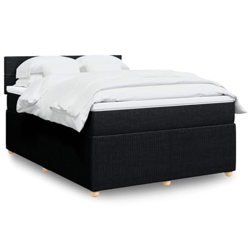 Qnhdfrt Boxspringbett mit Taschenfederkern Matratze 140x190 cm Schwarz Stoff Bezug Atmungsaktiv für Schlafzimmer Gästezimmer von Qnhdfrt