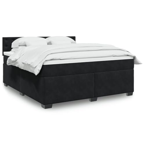 Qnhdfrt Boxspringbett mit Taschenfederkern Matratze 180x200 cm Samtstoff Bezug Schwarz Modernes Design für Erholsamen Schlaf von Qnhdfrt