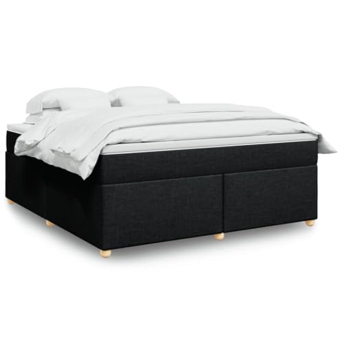 Qnhdfrt Boxspringbett mit Taschenfederkern Matratze 180x200 cm Schwarz Stoff Bezug Atmungsaktiv & Langlebig für Erholsamen Schlaf im Schlafzimmer oder Gästezimmer von Qnhdfrt
