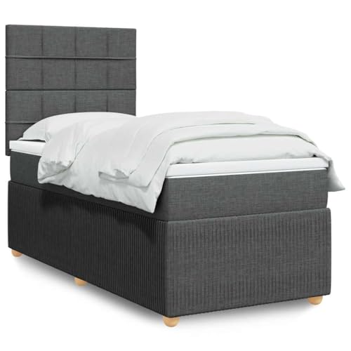Qnhdfrt Boxspringbett mit Taschenfederkern Matratze und Kopfteil Dunkelgrau 90x200 cm für erholsamen Schlaf mit atmungsaktivem Stoff von Qnhdfrt