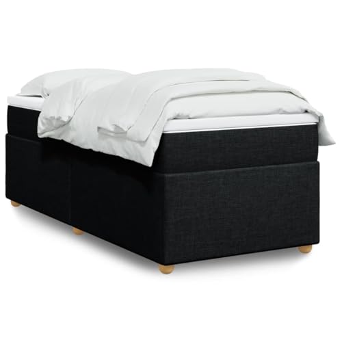 Qnhdfrt Boxspringbett mit Taschenfederkern Matratze und atmungsaktiver Polyester Bezug 90 x 200 cm Schwarz Mittelhart für erholsamen Schlaf im Schlafzimmer oder Gästezimmer von Qnhdfrt