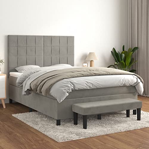 Qnhdfrt Boxspringbett mit Taschenfederkernmatratze 140x190 cm Samt Helles Grau Höhenverstellbares Kopfteil Mittelharte Matratze für Schlafzimmer Gästebett oder Daybed Qnhdfrt Boxspringbett mit Taschenfederkernmatratze 140x190 cm Samt Helles Grau Höhenverstellbares Kopfteil Mittelharte Matratze für Schlafzimmer Gästebett oder Daybed von Qnhdfrt