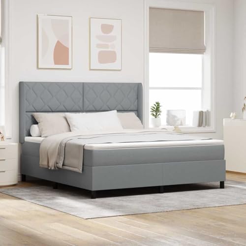 Qnhdfrt Boxspringbett mit Taschenfederkernmatratze 180 x 200 cm Hellgrau Doppelbett mit Atmungsaktivem Bezug für Schlafzimmer und Gästezimmer von Qnhdfrt