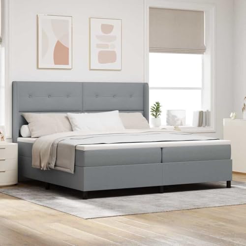 Qnhdfrt Boxspringbett mit Taschenfederkernmatratze 200 x 200 cm Hellgrau Stoff Atmungsaktiv & Druckentlastend für Schlafzimmer Doppelbett mit LED Qnhdfrt Boxspringbett mit Taschenfederkernmatratze 200 x 200 cm Hellgrau Stoff Atmungsaktiv & Druckentlastend für Schlafzimmer Doppelbett mit LED von Qnhdfrt
