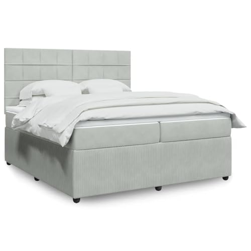 Qnhdfrt Boxspringbett mit Taschenfederkernmatratze 200x200 cm Samtstoff Hellgrau LED Beleuchtung Höhenverstellbares Kopfteil für Schlafzimmer Gästebett Qnhdfrt Boxspringbett mit Taschenfederkernmatratze 200x200 cm Samtstoff Hellgrau LED Beleuchtung Höhenverstellbares Kopfteil für Schlafzimmer Gästebett von Qnhdfrt