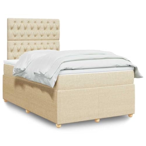 Qnhdfrt Boxspringbett mit Taschenfederkernmatratze und LED-Beleuchtung 120x190 cm Creme Stoff Höhenverstellbares Kopfteil USB-Anschluss für Schlafzimmer Gästebett Qnhdfrt Boxspringbett mit Taschenfederkernmatratze und LED-Beleuchtung 120x190 cm Creme Stoff Höhenverstellbares Kopfteil USB-Anschluss für Schlafzimmer Gästebett von Qnhdfrt