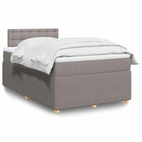 Qnhdfrt Boxspringbett mit Taschenfederkernmatratze und LED-Beleuchtung 120x190 cm Taupe Stoff Polyester für Schlafzimmer Gästebett und Heimbett von Qnhdfrt