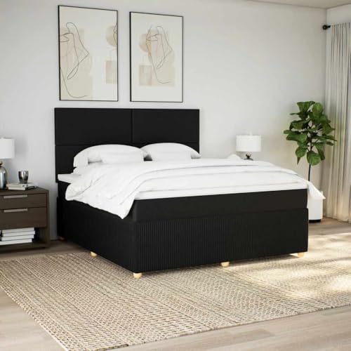 Qnhdfrt Boxspringbett mit Taschenfederkernmatratze und LED-Beleuchtung 180x200 cm Schwarz Stoff Modernes Design mit höhenverstellbarem Kopfteil für Schlafzimmer und Gästezimmer Qnhdfrt Boxspringbett mit Taschenfederkernmatratze und LED-Beleuchtung 180x200 cm Schwarz Stoff Modernes Design mit höhenverstellbarem Kopfteil für Schlafzimmer und Gästezimmer von Qnhdfrt