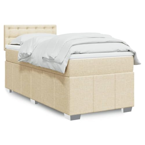 Qnhdfrt Boxspringbett mit Taschenfederkernmatratze und LED-Beleuchtung 90x190 cm Creme Stoff für erholsamen Schlaf mit atmungsaktiver Polyester Auflage Qnhdfrt Boxspringbett mit Taschenfederkernmatratze und LED-Beleuchtung 90x190 cm Creme Stoff für erholsamen Schlaf mit atmungsaktiver Polyester Auflage von Qnhdfrt