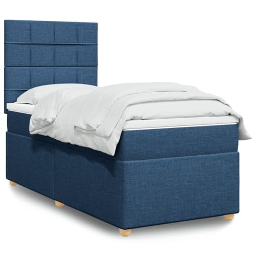 Qnhdfrt Boxspringbett mit Taschenfederkernmatratze und LED-Beleuchtung 90x200 cm Blau Stoff Polyester Höhenverstellbares Kopfteil für Schlafzimmer Gästebett Qnhdfrt Boxspringbett mit Taschenfederkernmatratze und LED-Beleuchtung 90x200 cm Blau Stoff Polyester Höhenverstellbares Kopfteil für Schlafzimmer Gästebett von Qnhdfrt