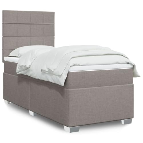 Qnhdfrt Boxspringbett mit Taschenfederkernmatratze und LED-Beleuchtung 90x200 cm Höhenverstellbares Kopfteil aus Stoff Taupe für Schlafzimmer und Gästezimmer Qnhdfrt Boxspringbett mit Taschenfederkernmatratze und LED-Beleuchtung 90x200 cm Höhenverstellbares Kopfteil aus Stoff Taupe für Schlafzimmer und Gästezimmer von Qnhdfrt