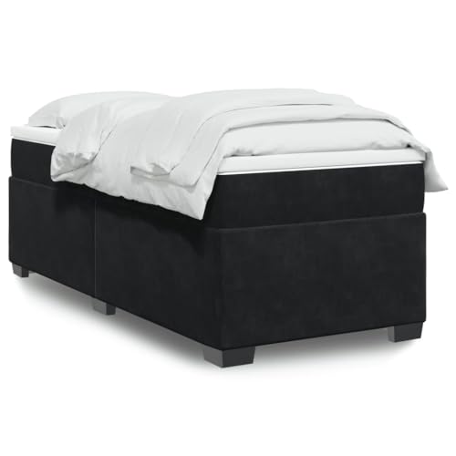 Qnhdfrt Boxspringbett mit Taschenfederkernmatratze und Samtbezug 80 x 200 cm Schwarzes Bettgestell mit Lattenrost und Matratzenauflage für erholsamen Schlaf im Schlafzimmer oder Gästezimmer von Qnhdfrt