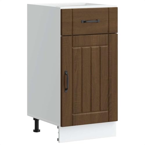 Qnhdfrt Braun Eichen-Optik Küchenunterschrank aus Holzwerkstoff 40x46x81,5 cm mit großem Stauraum und verstellbaren Füßen für Küche – Robust und langlebig von Qnhdfrt