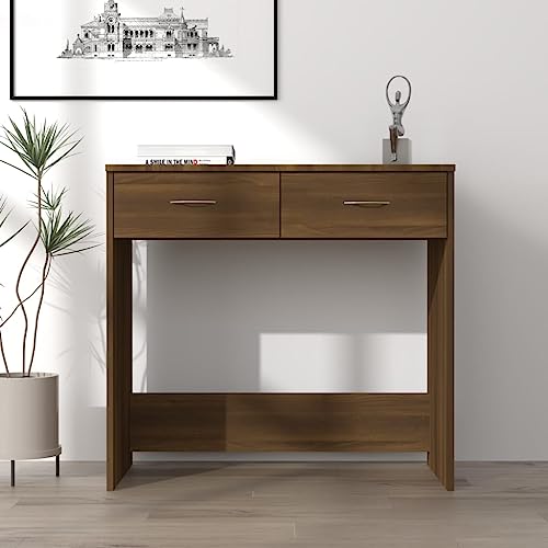 Qnhdfrt Braun Eichen-Optik Schreibtisch 80x40x75 cm mit 2 Schubladen aus Holzwerkstoff Kompakt für Büro und Jugendzimmer Modernes Design Qnhdfrt Braun Eichen-Optik Schreibtisch 80x40x75 cm mit 2 Schubladen aus Holzwerkstoff Kompakt für Büro und Jugendzimmer Modernes Design von Qnhdfrt