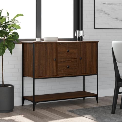 Qnhdfrt Braun Eichen-Optik Sideboard Schrank 100x36x85 cm Holzwerkstoff mit Verstellbaren Beinen Viel Stauraum für Wohnzimmer Küche Flur Qnhdfrt Braun Eichen-Optik Sideboard Schrank 100x36x85 cm Holzwerkstoff mit Verstellbaren Beinen Viel Stauraum für Wohnzimmer Küche Flur von Qnhdfrt