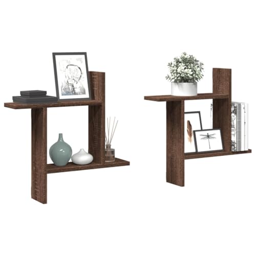 Qnhdfrt Braun Eichen-Optik Wandregal 2 STK. 50x12x50 cm aus Holzwerkstoff Schmal und Robust für Zusätzlichen Stauraum in Wohnzimmer Küche Bad als Bücherregal oder Deko Qnhdfrt Braun Eichen-Optik Wandregal 2 STK. 50x12x50 cm aus Holzwerkstoff Schmal und Robust für Zusätzlichen Stauraum in Wohnzimmer Küche Bad als Bücherregal oder Deko von Qnhdfrt