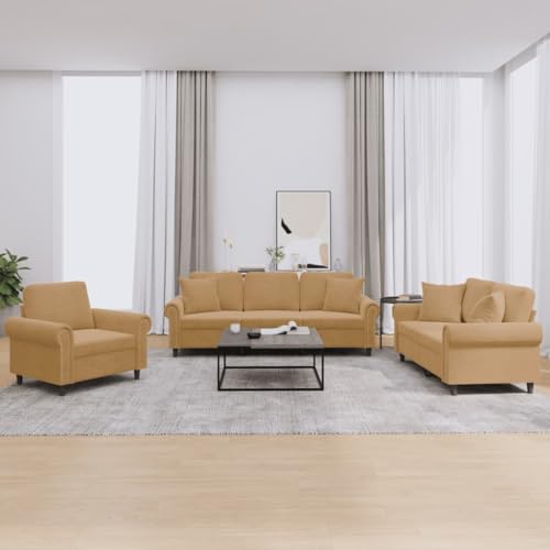 Qnhdfrt Braun Samt Sofagarnitur 3-TLG. mit Kissen - Bequemes Sofa Set inklusive Sessel, 2-Sitzer und 3-Sitzer für Wohnzimmer, Lounge oder Balkon Qnhdfrt Braun Samt Sofagarnitur 3-TLG. mit Kissen - Bequemes Sofa Set inklusive Sessel, 2-Sitzer und 3-Sitzer für Wohnzimmer, Lounge oder Balkon von Qnhdfrt
