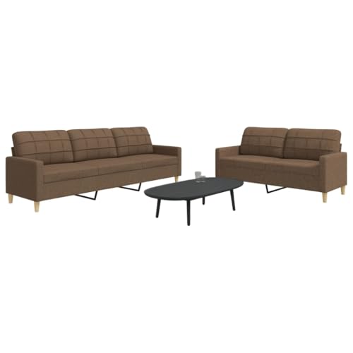 Qnhdfrt Braun Stoff Sofa Garnitur 2-TLG. Set mit 2-Sitzer und 3-Sitzer für Wohnzimmer, Modernes Design mit Metallrahmen und Bequemer Polsterung Qnhdfrt Braun Stoff Sofa Garnitur 2-TLG. Set mit 2-Sitzer und 3-Sitzer für Wohnzimmer, Modernes Design mit Metallrahmen und Bequemer Polsterung von Qnhdfrt