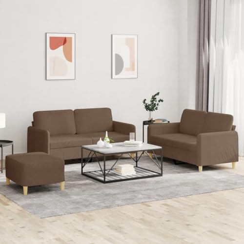 Qnhdfrt Braun Stoff Sofa Garnitur mit 2 Sitzern und Hocker von Qnhdfrt