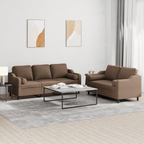 Qnhdfrt Braun Stoff Sofagarnitur 2-tlg. Set mit Kissen - Inklusive 2-Sitzer und 3-Sitzer Sofa Couch für Wohnzimmer Lounge oder Balkon - Robustes Design mit Metallrahmen und bequemer Schaumstofffüllung Qnhdfrt Braun Stoff Sofagarnitur 2-tlg. Set mit Kissen - Inklusive 2-Sitzer und 3-Sitzer Sofa Couch für Wohnzimmer Lounge oder Balkon - Robustes Design mit Metallrahmen und bequemer Schaumstofffüllung von Qnhdfrt