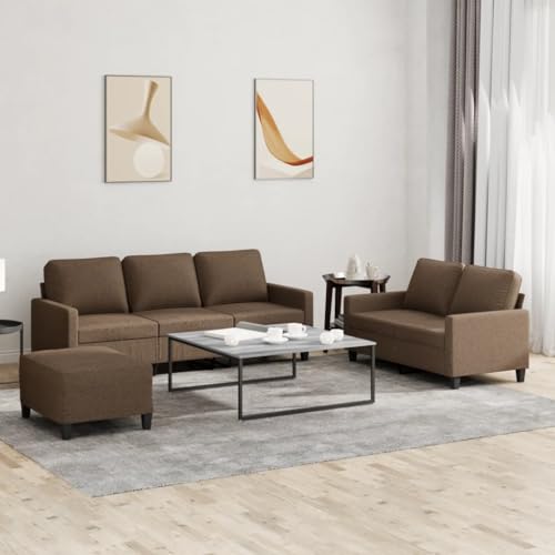 Qnhdfrt Braun Stoff Sofagarnitur mit Fußhocker 2-Sitzer und 3-Sitzer Sofa Couch Robust Langlebig Atmungsaktiv für Wohnzimmer Lounge Bereich Qnhdfrt Braun Stoff Sofagarnitur mit Fußhocker 2-Sitzer und 3-Sitzer Sofa Couch Robust Langlebig Atmungsaktiv für Wohnzimmer Lounge Bereich von Qnhdfrt