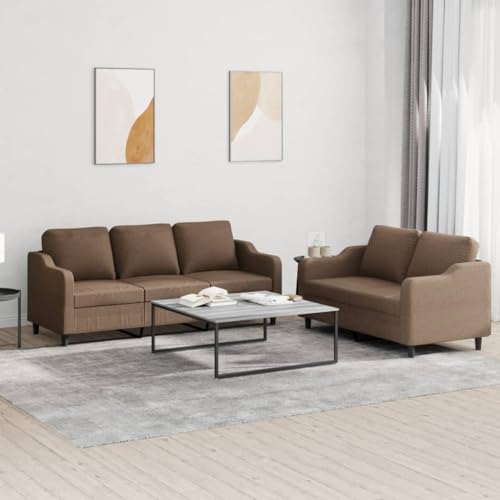 Qnhdfrt Braun Stoff Sofagarnitur mit Kissen – 2-Sitzer und 3-Sitzer Couch Set für Wohnzimmer, Robustes Design und Bequemes Sitzerlebnis Qnhdfrt Braun Stoff Sofagarnitur mit Kissen – 2-Sitzer und 3-Sitzer Couch Set für Wohnzimmer, Robustes Design und Bequemes Sitzerlebnis von Qnhdfrt