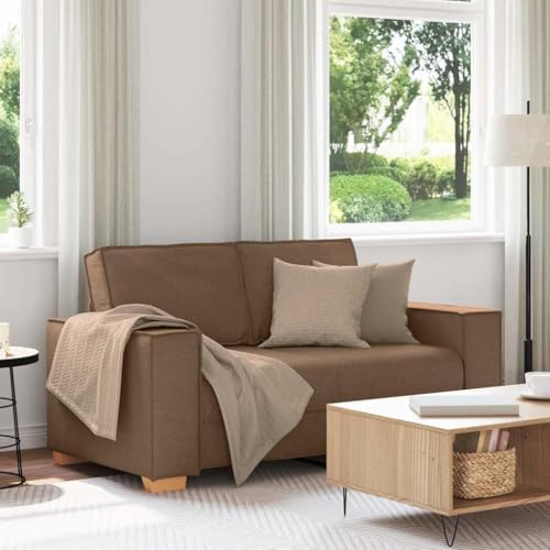 Qnhdfrt Brauner 2-Sitzer Sofa aus Stoff mit 120 cm Sitzbreite, Bequemes Lounge Couch für Kleine Räume wie Wohnzimmer, Büro und Gästezimmer, Weiches Polyestergewebe und Breite Armlehnen von Qnhdfrt