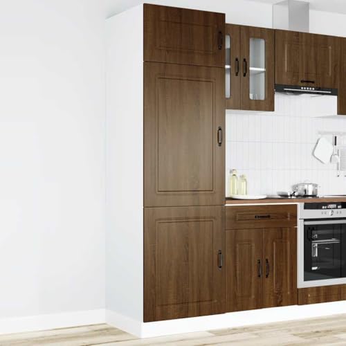 Qnhdfrt Brauner Apothekerschrank Küchenschrank Eichen-Optik 60x57x207cm Holzwerkstoff Mehrzweckschrank mit Höhenverstellbaren Füßen für Küche von Qnhdfrt