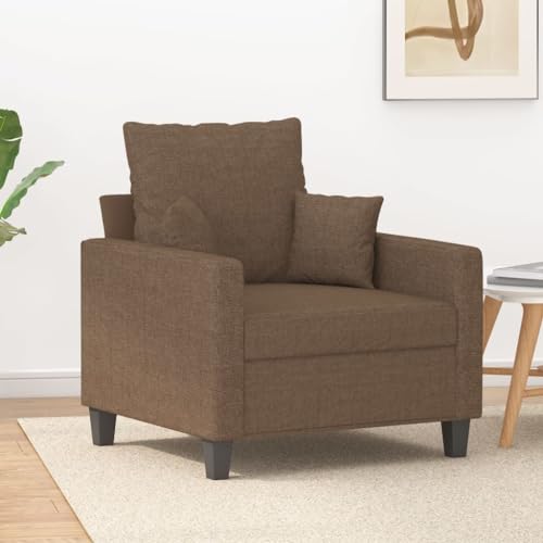 Qnhdfrt Brauner Relaxsessel 60 cm Stoff Moderner Kleiner Sessel für Wohnzimmer Balkon mit Bequemer Polsterung und Robustem Metallgestell von Qnhdfrt