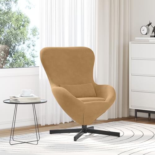 Qnhdfrt Brauner Samt Drehstuhl mit Ergonomischem Design Drehfunktion Kompakt für Wohnzimmer Schlafzimmer und Büro von Qnhdfrt
