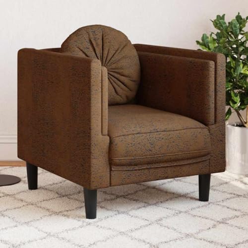 Qnhdfrt Brauner Sessel mit Rundkissen Kunstleder Wildleder-Optik Komfortabler Relaxsessel Modernes Design für Wohnzimmer Balkon oder Esszimmer Maße 71x77x70cm Qnhdfrt Brauner Sessel mit Rundkissen Kunstleder Wildleder-Optik Komfortabler Relaxsessel Modernes Design für Wohnzimmer Balkon oder Esszimmer Maße 71x77x70cm von Qnhdfrt