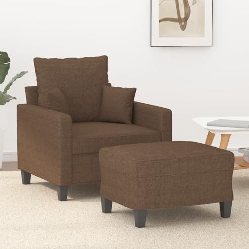 Qnhdfrt Brauner Stoff Sessel mit Fußhocker 60 cm Sitzbreite Bequem und Robust für Wohnzimmer Balkon oder Lounge Qnhdfrt Brauner Stoff Sessel mit Fußhocker 60 cm Sitzbreite Bequem und Robust für Wohnzimmer Balkon oder Lounge von Qnhdfrt