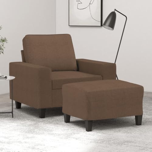 Qnhdfrt Brauner Stoff Sessel mit Hocker 60 cm Sitzbreite Moderner Relaxsessel für Wohnzimmer Balkon und Leseecke Bequem und Robust von Qnhdfrt