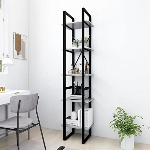 Qnhdfrt Bücherregal 5 Fächer Betongrau aus Holzwerkstoff und Metall Schmal Regal Set 2-teilig Modern Industriell Design Robust für Wohnzimmer Büro 40x30x105 cm und 40x30x70 cm Qnhdfrt Bücherregal 5 Fächer Betongrau aus Holzwerkstoff und Metall Schmal Regal Set 2-teilig Modern Industriell Design Robust für Wohnzimmer Büro 40x30x105 cm und 40x30x70 cm von Qnhdfrt