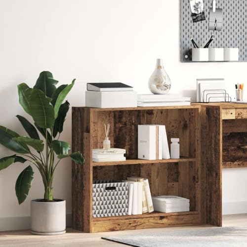 Qnhdfrt Bücherregal Altholz-Optik Holzwerkstoff 80x24x76cm Schmal Stehend für Wohnzimmer Schlafzimmer Flur mit Offenen Fächern und Robustem Design von Qnhdfrt