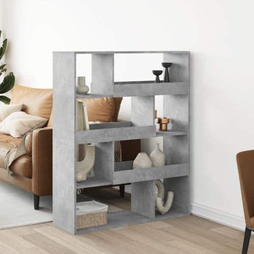Qnhdfrt Bücherregal Betongrau aus Holzwerkstoff 100x33x125,5 cm mit 8 Fächern Schmaler Hochschrank als Raumteiler für Wohnzimmer Küche und Mehr von Qnhdfrt