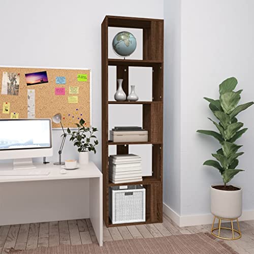 Qnhdfrt Bücherregal Braun Eichen-Optik aus Holzwerkstoff 45x24x160cm Schmales Hochregal für Wohnzimmer Flur als Raumteiler mit Stabilem Design von Qnhdfrt