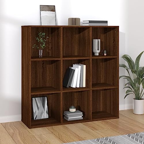 Qnhdfrt Bücherregal Braun Eichen-Optik aus Holzwerkstoff Schmal Hoch 98x29x97,5 cm mit 9 Fächern Stauraum für Wohnzimmer Deko von Qnhdfrt