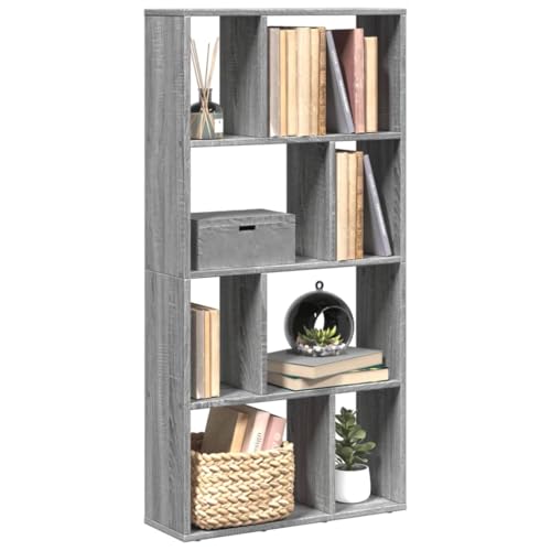 Qnhdfrt Bücherregal Grau Sonoma 60x20x120 cm Holzwerkstoff Modernes Geometrisches Design Regalschrank mit 8 Fächern für Wohnzimmer Büro Schlafzimmer von Qnhdfrt