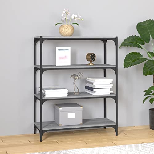 Qnhdfrt Bücherregal Grau Sonoma 80x33x100 cm Schmal Hoch aus Holzwerkstoff und Stahl mit 4 Ablagen Industrie Design für Wohnzimmer und Büro Qnhdfrt Bücherregal Grau Sonoma 80x33x100 cm Schmal Hoch aus Holzwerkstoff und Stahl mit 4 Ablagen Industrie Design für Wohnzimmer und Büro von Qnhdfrt