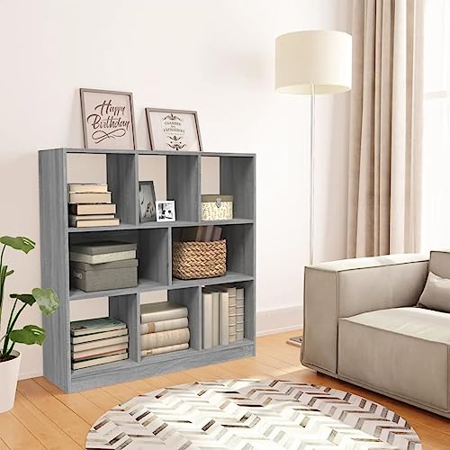 Qnhdfrt Bücherregal Grau Sonoma Holzwerkstoff Schmal Hoch 97,5x29,5x100 cm Vielseitig für Wohnzimmer Flur als Raumteiler mit Elegantem Design von Qnhdfrt