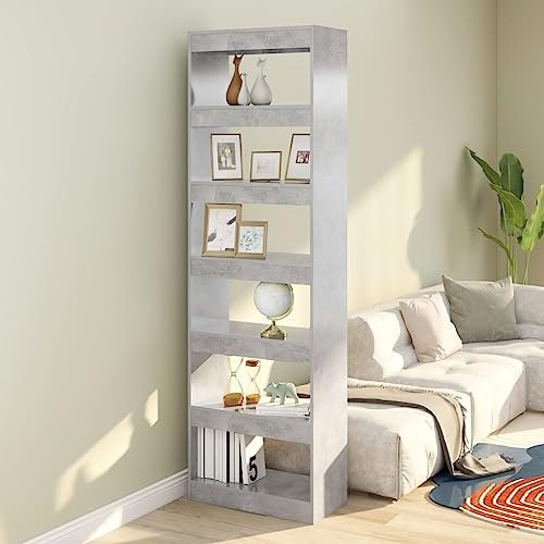 Qnhdfrt Bücherregal Raumteiler Betongrau 60x30x198 cm Schmal Hoch Regal aus Holzwerkstoff Elegantes Design Robust Vielseitig für Wohnzimmer Flur Qnhdfrt Bücherregal Raumteiler Betongrau 60x30x198 cm Schmal Hoch Regal aus Holzwerkstoff Elegantes Design Robust Vielseitig für Wohnzimmer Flur von Qnhdfrt