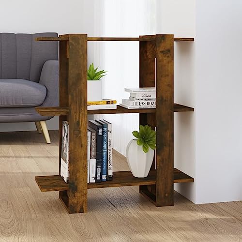Qnhdfrt Bücherregal Raumteiler Holz Räuchereiche 80x30x87 cm Schmal Elegant Robust für Wohnzimmer Flur als Vielseitiges Regal von Qnhdfrt